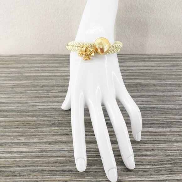 Tory Burch Shell Logo Rope Bracelet Ivory OS - Picture 4 of 12